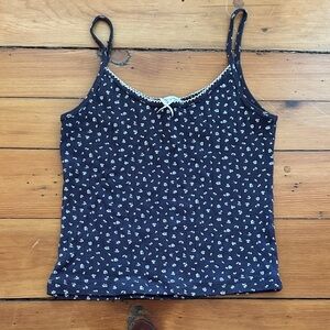 Brandy Melville John Galt Brown Floral Print Lace Tank Top